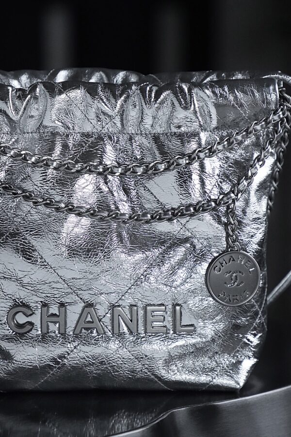 God Factory Chanel Mini 22 Bag 24K Retro PHW Antiba Leather Silver Color Size 19*20*6cm