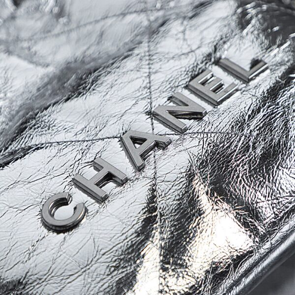 God Factory Chanel Mini 22 Bag 24K Retro PHW Antiba Leather Silver Color Size 19*20*6cm