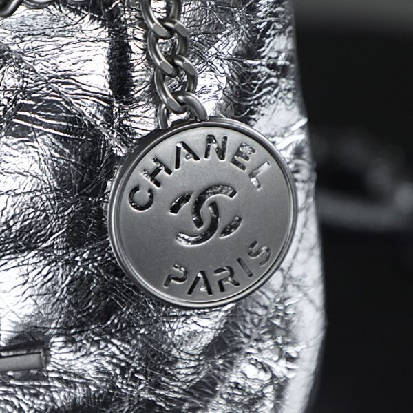 God Factory Chanel Mini 22 Bag 24K Retro PHW Antiba Leather Silver Color Size 19*20*6cm