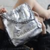 God Factory Chanel Mini 22 Bag 24K Retro PHW Antiba Leather Silver Color Size 19*20*6cm