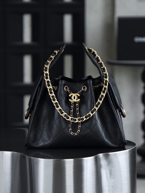 God Factory Chanel 25 Bag HoHo Small impala Leather Black 24K Retro Gold Size 30*26*14cm
