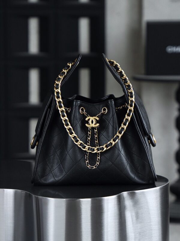 God Factory Chanel 25 Bag HoHo Small impala Leather Black 24K Retro Gold Size 30*26*14cm