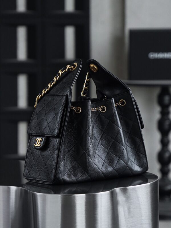 God Factory Chanel 25 Bag HoHo Small impala Leather Black 24K Retro Gold Size 30*26*14cm