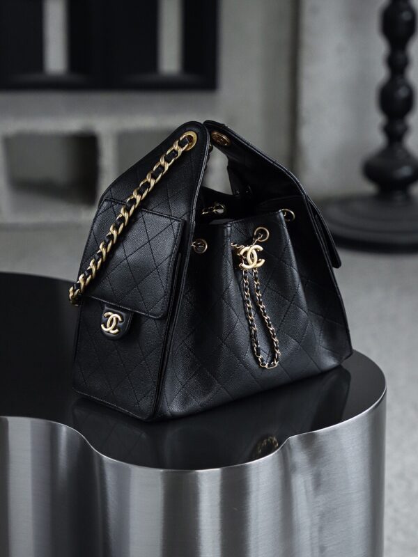 God Factory Chanel 25 Bag HoHo Small impala Leather Black 24K Retro Gold Size 30*26*14cm