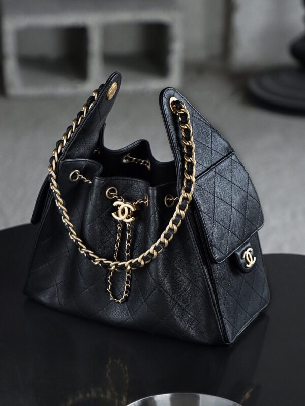 God Factory Chanel 25 Bag HoHo Small impala Leather Black 24K Retro Gold Size 30*26*14cm