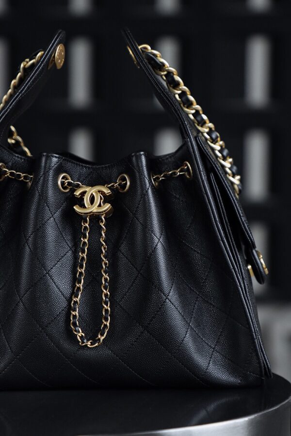 God Factory Chanel 25 Bag HoHo Small impala Leather Black 24K Retro Gold Size 30*26*14cm