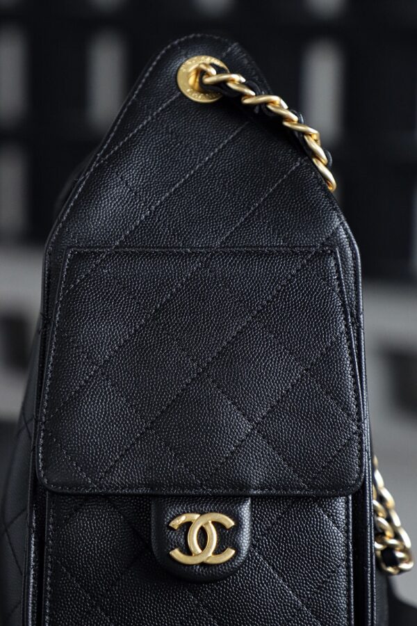 God Factory Chanel 25 Bag HoHo Small impala Leather Black 24K Retro Gold Size 30*26*14cm