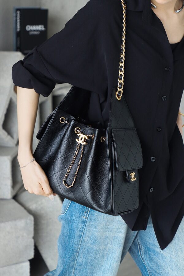 God Factory Chanel 25 Bag HoHo Small impala Leather Black 24K Retro Gold Size 30*26*14cm