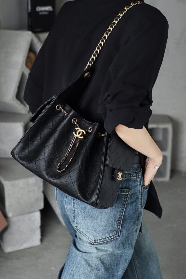 God Factory Chanel 25 Bag HoHo Small impala Leather Black 24K Retro Gold Size 30*26*14cm
