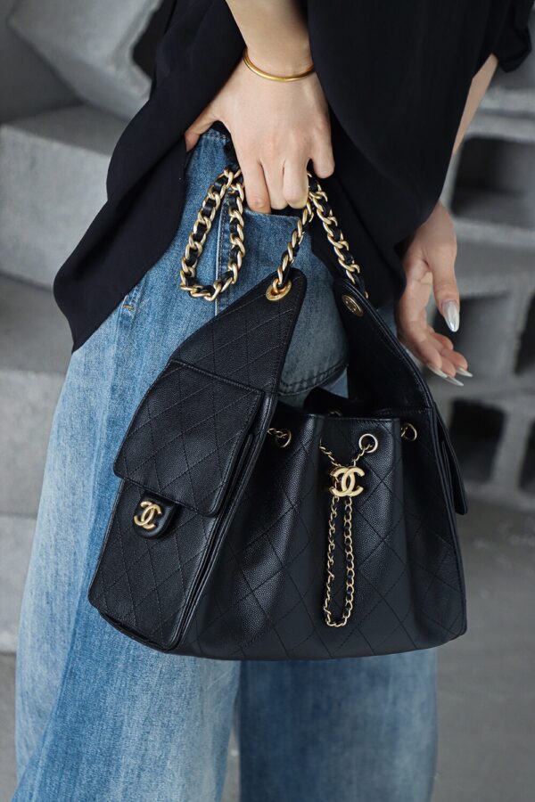 God Factory Chanel 25 Bag HoHo Small impala Leather Black 24K Retro Gold Size 30*26*14cm