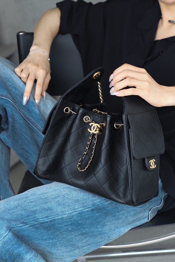 God Factory Chanel 25 Bag HoHo Small impala Leather Black 24K Retro Gold Size 30*26*14cm