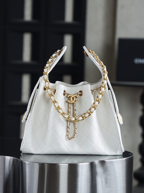 God Factory Chanel 25 Bag HoHo Small impala Leather White 24K Retro Gold Size 30*26*14cm
