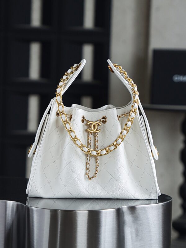 God Factory Chanel 25 Bag HoHo Small impala Leather White 24K Retro Gold Size 30*26*14cm