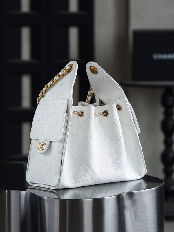 God Factory Chanel 25 Bag HoHo Small impala Leather White 24K Retro Gold Size 30*26*14cm