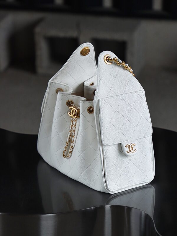 God Factory Chanel 25 Bag HoHo Small impala Leather White 24K Retro Gold Size 30*26*14cm