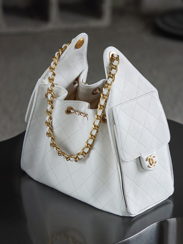 God Factory Chanel 25 Bag HoHo Small impala Leather White 24K Retro Gold Size 30*26*14cm