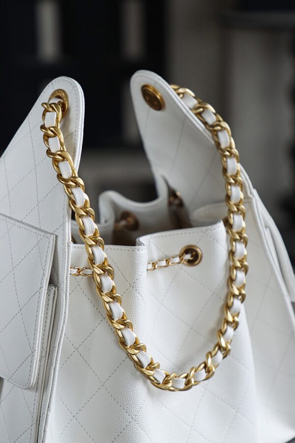 God Factory Chanel 25 Bag HoHo Small impala Leather White 24K Retro Gold Size 30*26*14cm