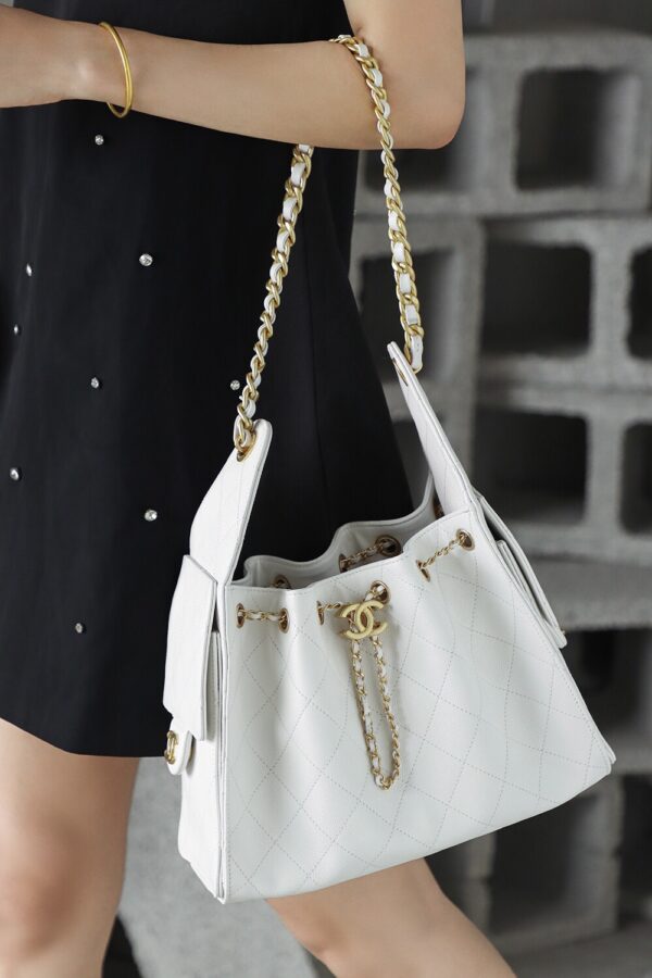 God Factory Chanel 25 Bag HoHo Small impala Leather White 24K Retro Gold Size 30*26*14cm
