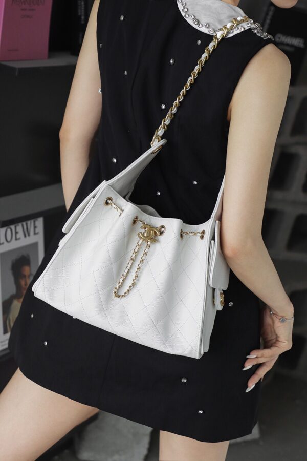 God Factory Chanel 25 Bag HoHo Small impala Leather White 24K Retro Gold Size 30*26*14cm