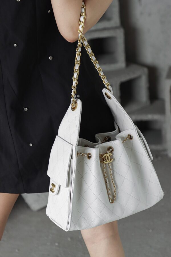God Factory Chanel 25 Bag HoHo Small impala Leather White 24K Retro Gold Size 30*26*14cm