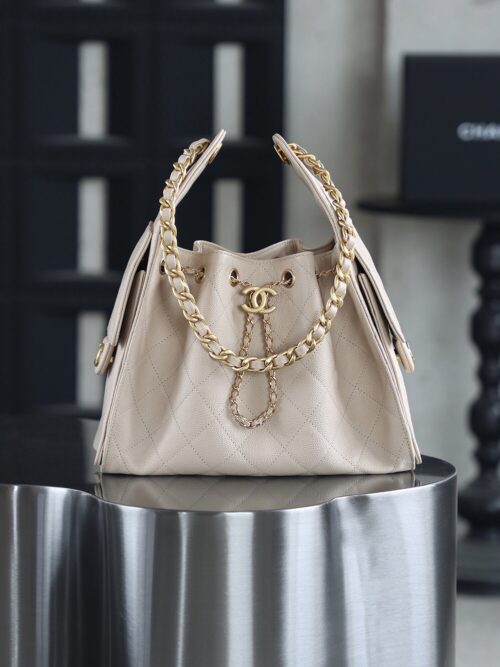 God Factory Chanel 25 Bag HoHo Small impala Leather Pink 24K Apricot Gold Size 30*26*14cm