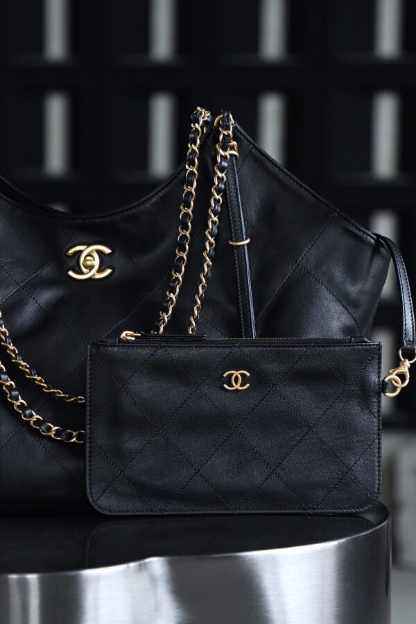 God Factory Chanel 25S Tote Shopping Bag Small Black HAAS Leather Retro 24K Gold Size 31*47*11cm