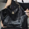 God Factory Chanel 25S Tote Shopping Bag Small Black HAAS Leather Retro 24K Gold Size 31*47*11cm