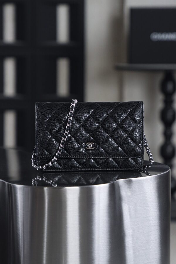 God Factory Chanel Woc Wallet on Chain Black HAAS Leather PHW Size 12*19.3*3.5cm