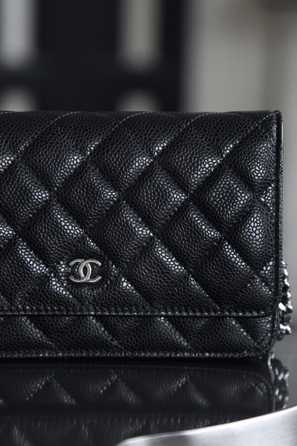 God Factory Chanel Woc Wallet on Chain Black HAAS Leather PHW Size 12*19.3*3.5cm