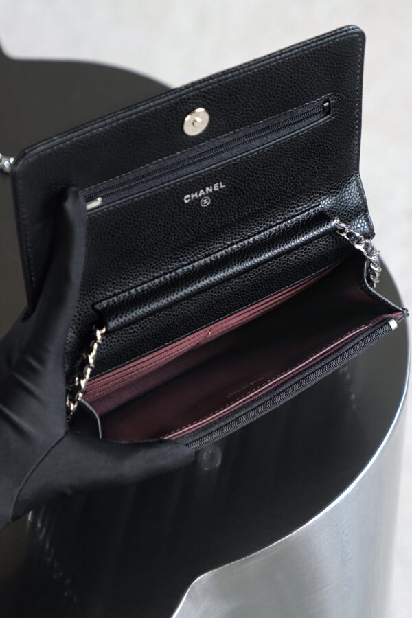 God Factory Chanel Woc Wallet on Chain Black HAAS Leather PHW Size 12*19.3*3.5cm