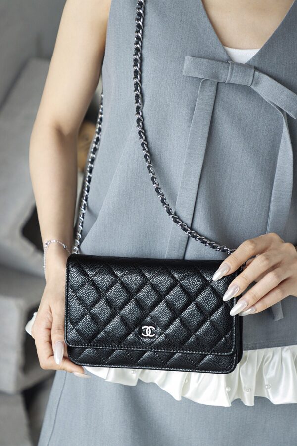 God Factory Chanel Woc Wallet on Chain Black HAAS Leather PHW Size 12*19.3*3.5cm