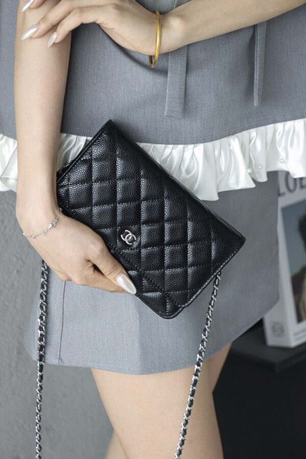 God Factory Chanel Woc Wallet on Chain Black HAAS Leather PHW Size 12*19.3*3.5cm