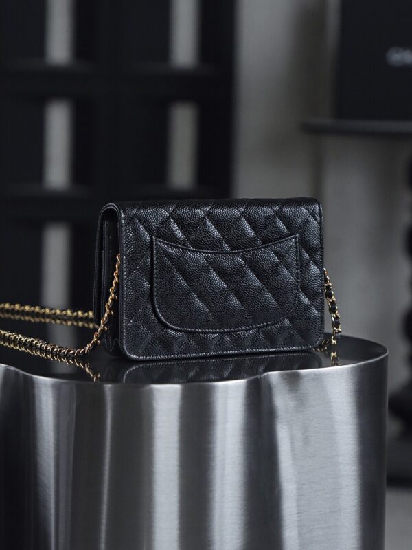 God Factory Chanel Woc Wallet on Chain Black HAAS Leather PHW Size 12*19.3*3.5cm