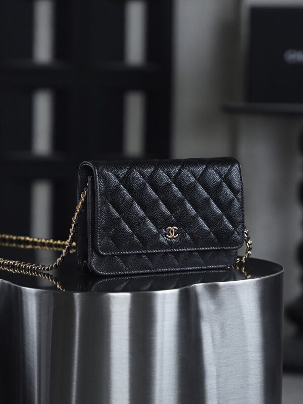 God Factory Chanel Woc Wallet on Chain Black HAAS Leather PHW Size 12*19.3*3.5cm