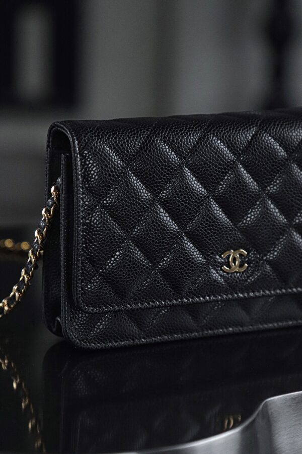 God Factory Chanel Woc Wallet on Chain Black HAAS Leather PHW Size 12*19.3*3.5cm