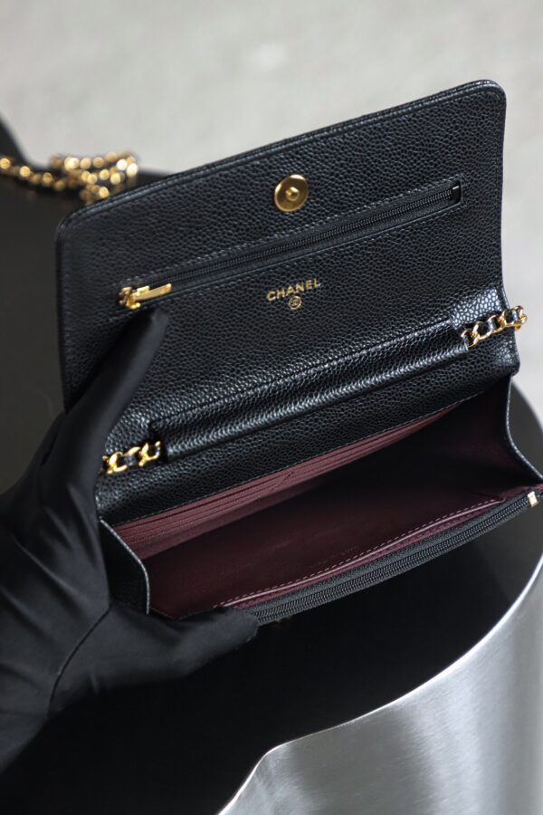 God Factory Chanel Woc Wallet on Chain Black HAAS Leather PHW Size 12*19.3*3.5cm