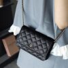 God Factory Chanel Woc Wallet on Chain Black HAAS Leather PHW Size 12*19.3*3.5cm