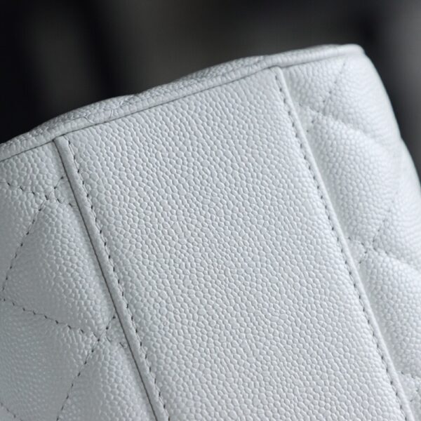 God Factory Chanel 25P Mini Bowling Bag White 14K Gold Pale HAAS Leather Size 11.5*18.5*11cm