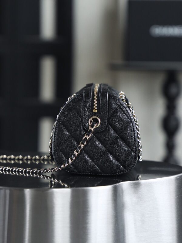 God Factory Chanel 25P Mini Bowling Bag Black 14K Gold Pale HAAS Leather Size 11.5*18.5*11cm