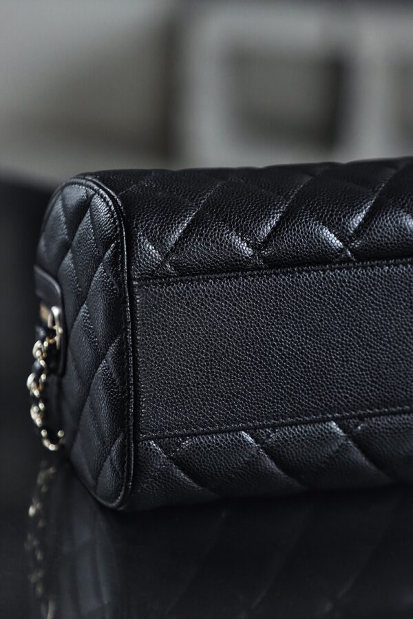 God Factory Chanel 25P Mini Bowling Bag Black 14K Gold Pale HAAS Leather Size 11.5*18.5*11cm