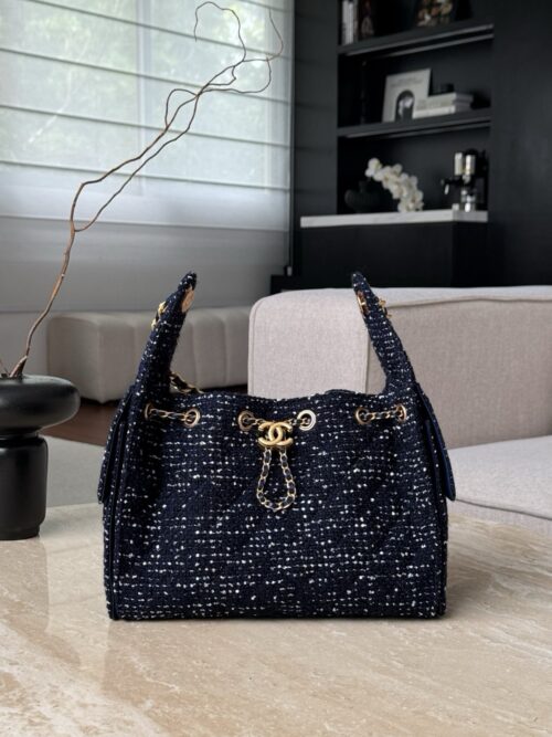 God Factory Chanel Bags Code 10416 25A Hobo Blue Small Size 26x30x14cm