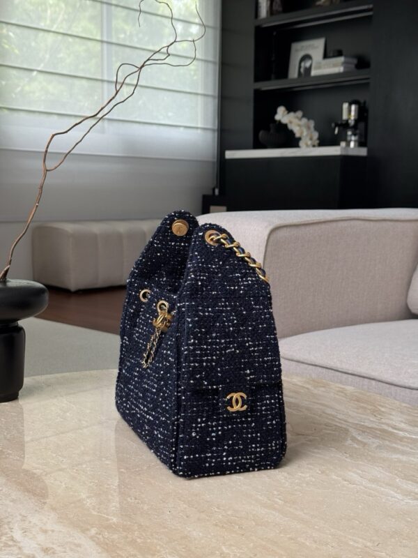 God Factory Chanel Bags Code 10416 25A Hobo Blue Small Size 26x30x14cm