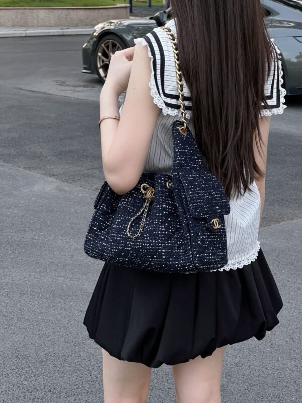 God Factory Chanel Bags Code 10416 25A Hobo Blue Small Size 26x30x14cm