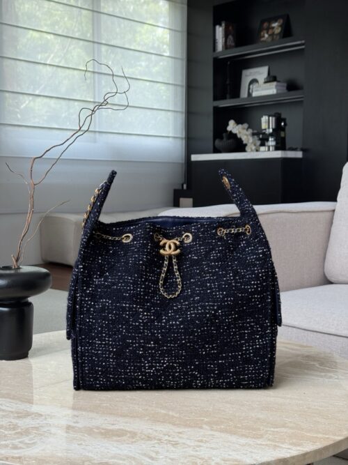 God Factory Chanel Bags Code 10415 25A Hobo Blue Medium Size 30x40x15cm