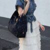 God Factory Chanel Bags Code 10415 25A Hobo Blue Medium Size 30x40x15cm
