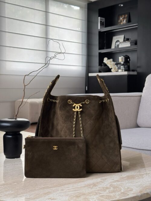 God Factory Chanel Bags Code 10444 25K Hobo Brown Medium Size 40x30x15cm