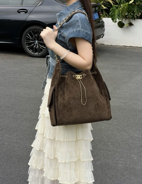 God Factory Chanel Bags Code 10444 25K Hobo Brown Medium Size 40x30x15cm