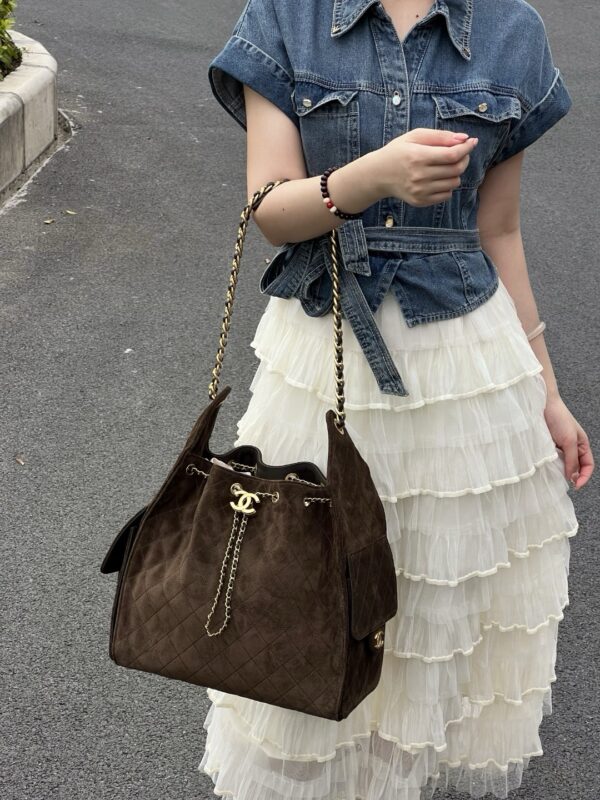 God Factory Chanel Bags Code 10444 25K Hobo Brown Medium Size 40x30x15cm