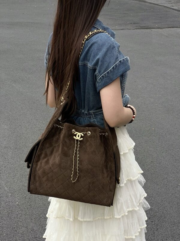 God Factory Chanel Bags Code 10444 25K Hobo Brown Medium Size 40x30x15cm