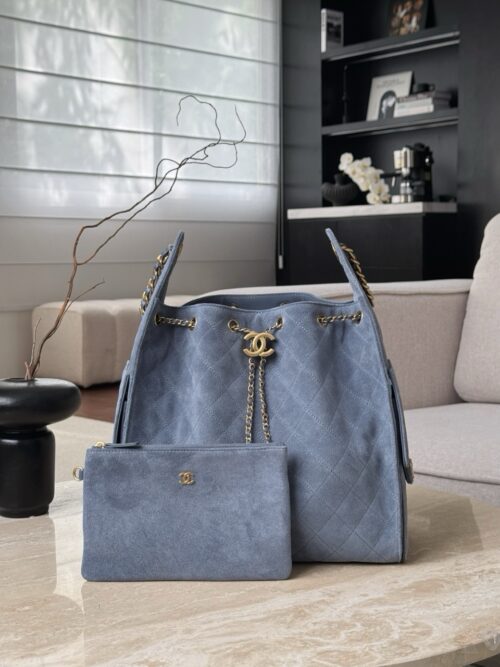 God Factory Chanel Bags Code 10443 25K Hobo Blue Medium Size 40x30x15cm